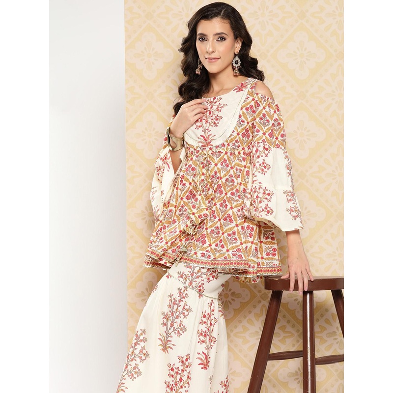 Yufta Women Printed Pure Cotton Ethnic Co-Ords