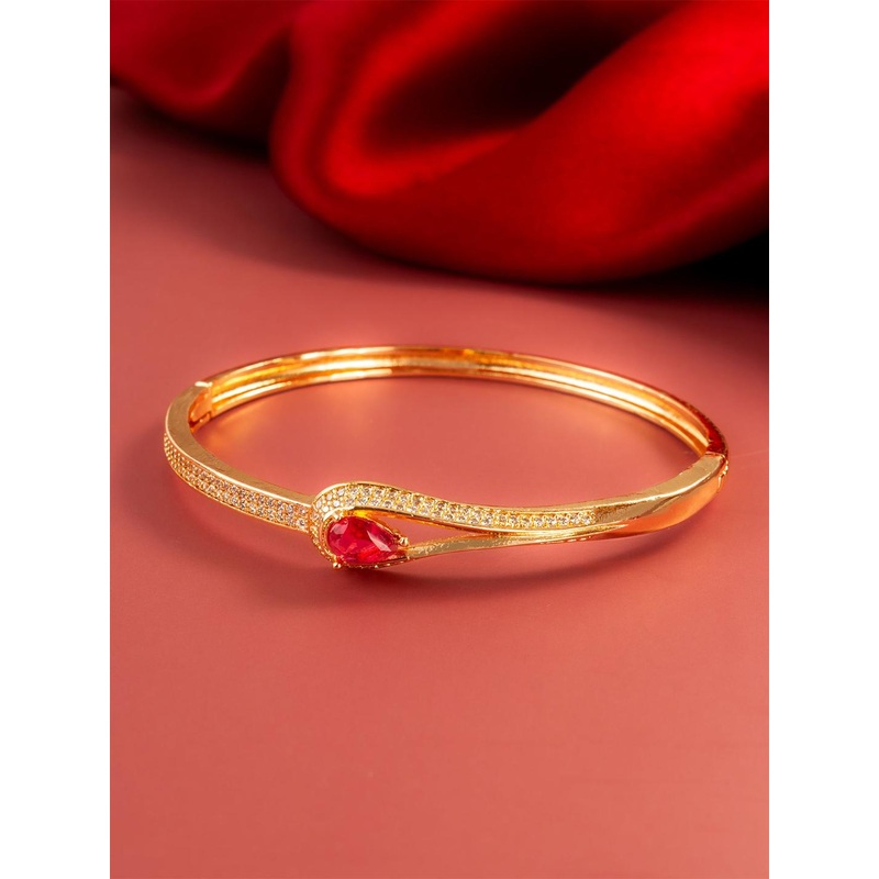 aadita Gold-Plated Artificial Stones Studded Bangle-Style Bracelet