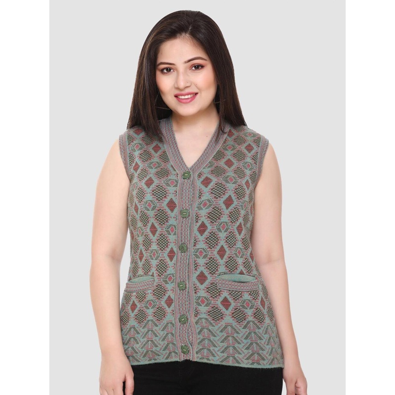 aarbee Women’s Green & Pink Cardigan