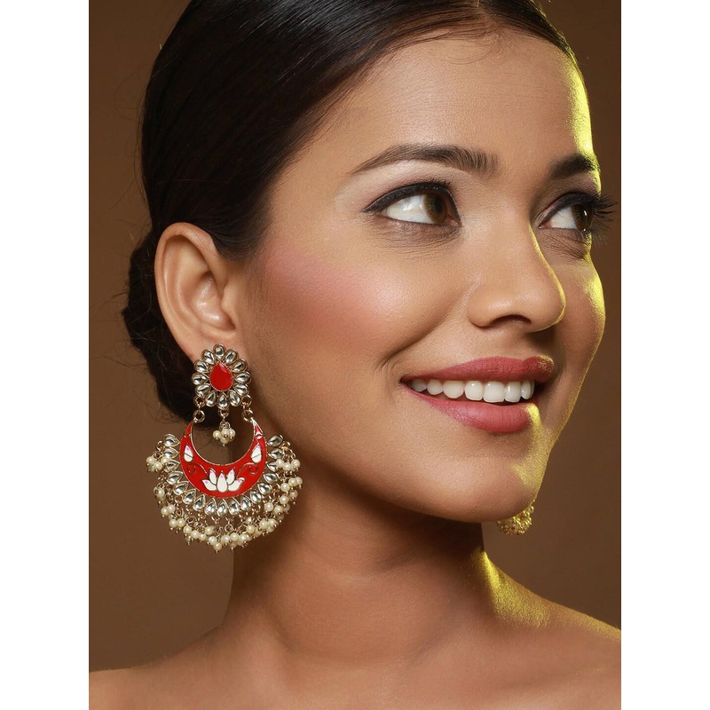 Anouk Red Crescent Shaped Chandbalis