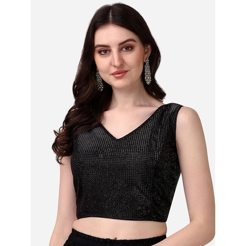 HERE&NOW Embellished V-Neck Sleeveless Readymade Saree Blouse