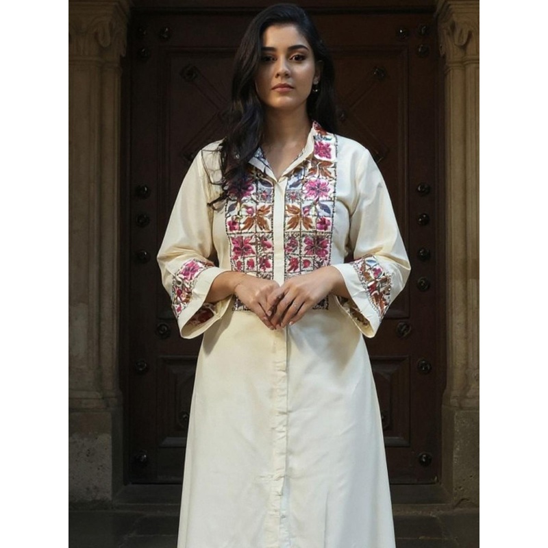 Indo Era Embroidered Shirt Collar Tunic With Palazzos