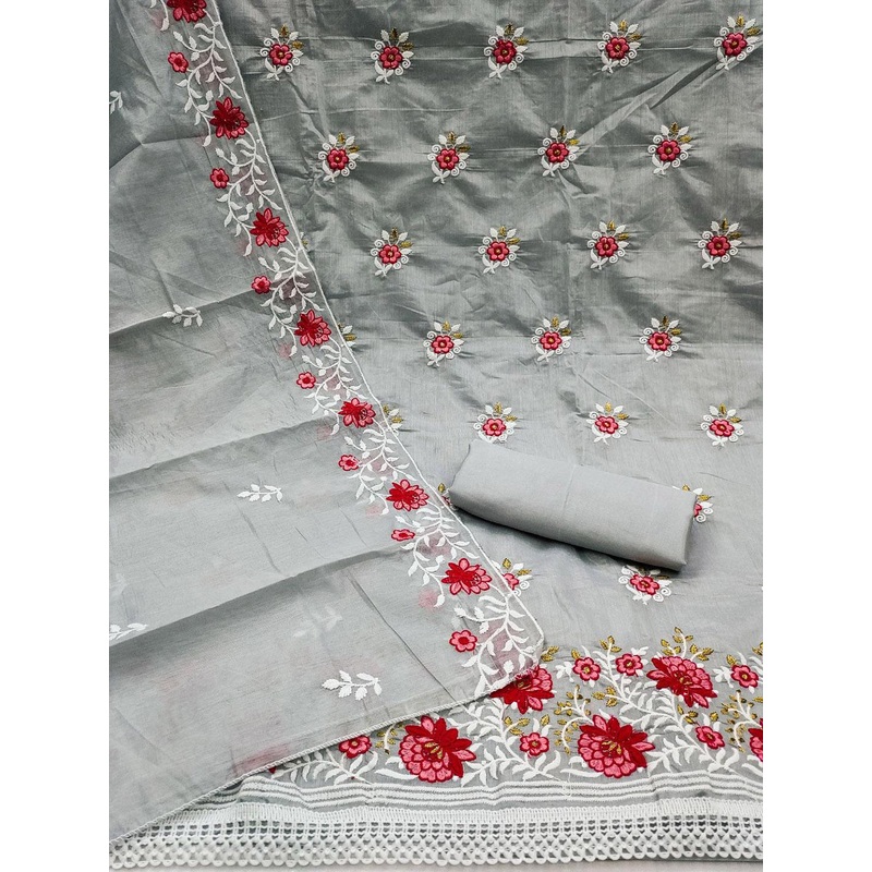 Leeza Store Embroidered Unstitched Dress Material