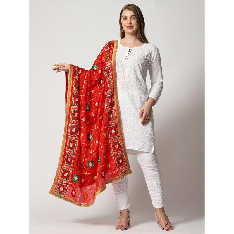 WEAVERS VILLA Ethnic Motifs Embroidered Dupatta