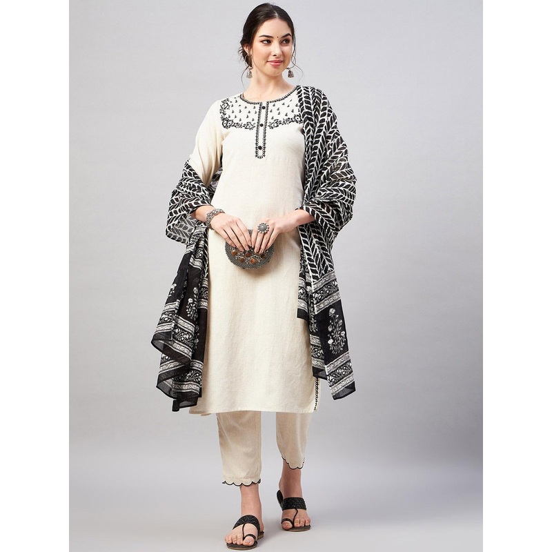 WineRed Floral Printed Pure Cotton Kurta with Salwar & Dupatta