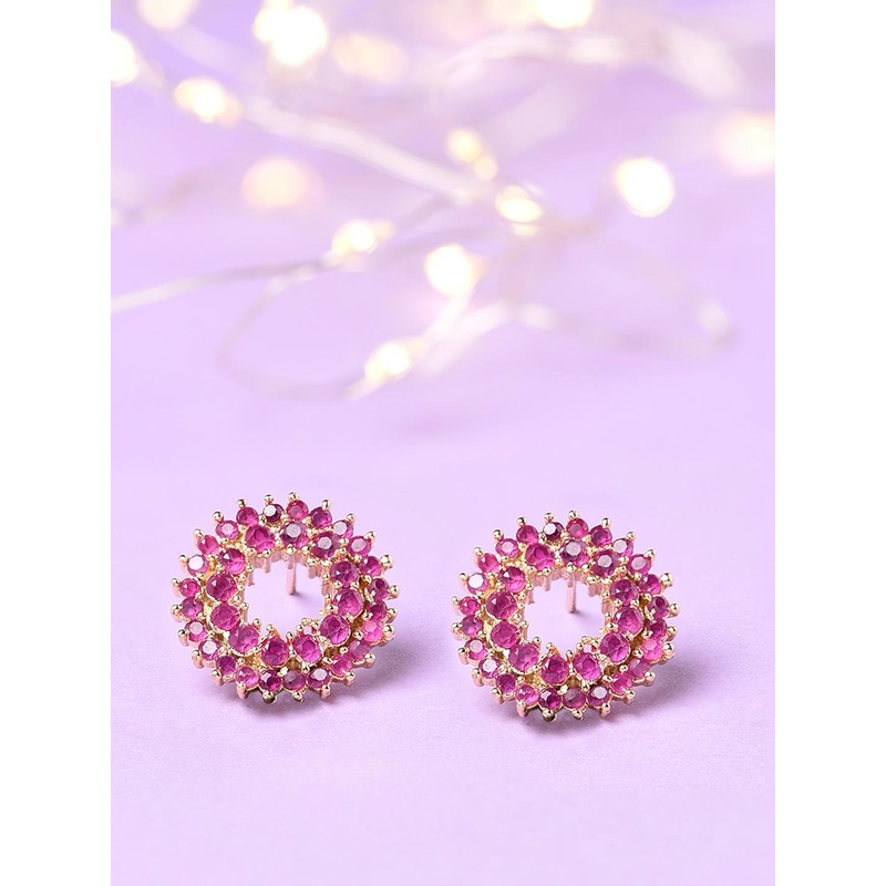 Zaveri Pearls Women Pink Contemporary Studs Earrings