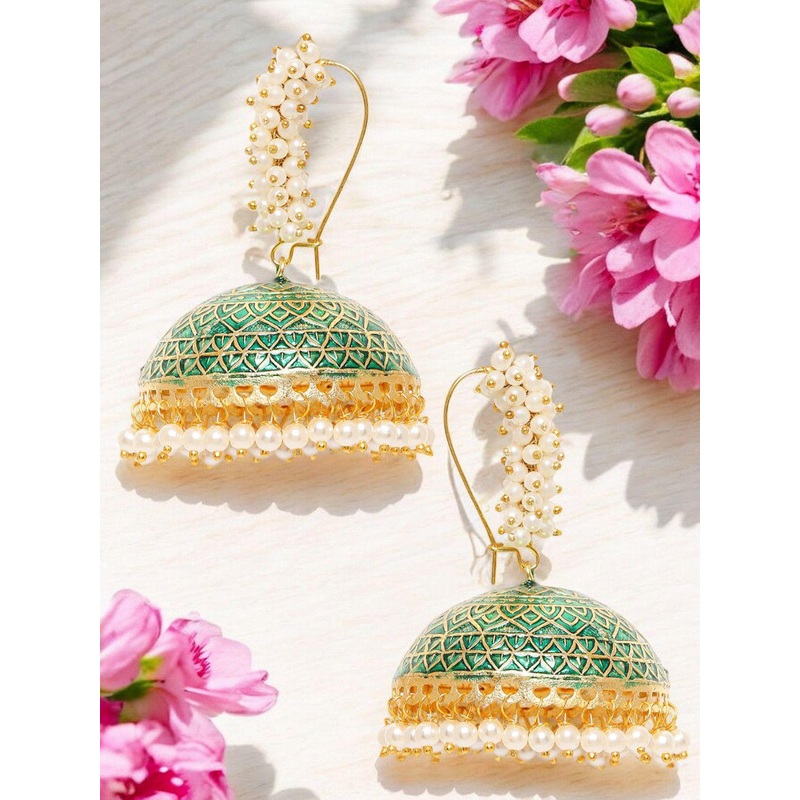 Anouk Artificial Stones And Beaded Dome Shaped Jhumkas