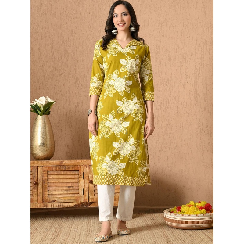 Anouk Rustic Women Printed Floral Cotton Straight Kurta