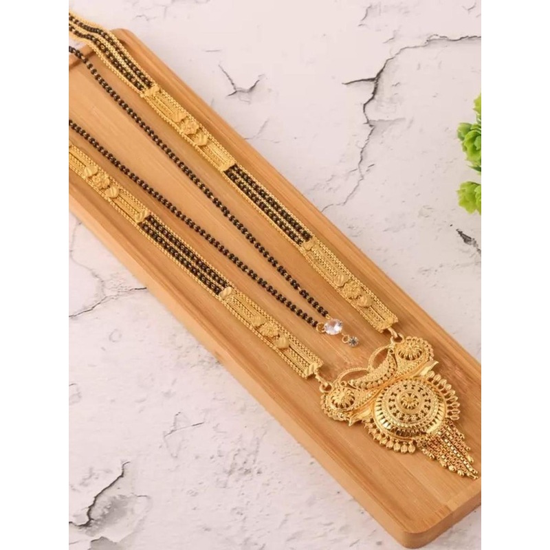 Anouk Set Of 2 Gold-Plated Artificial Stones Studded And Beaded Mangalsutra