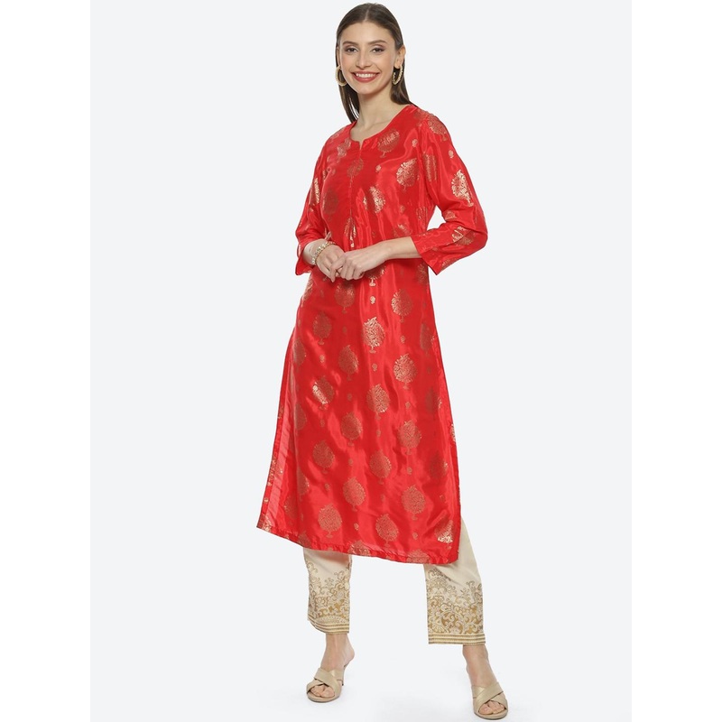 Biba Women Woven Design Zari Kurta