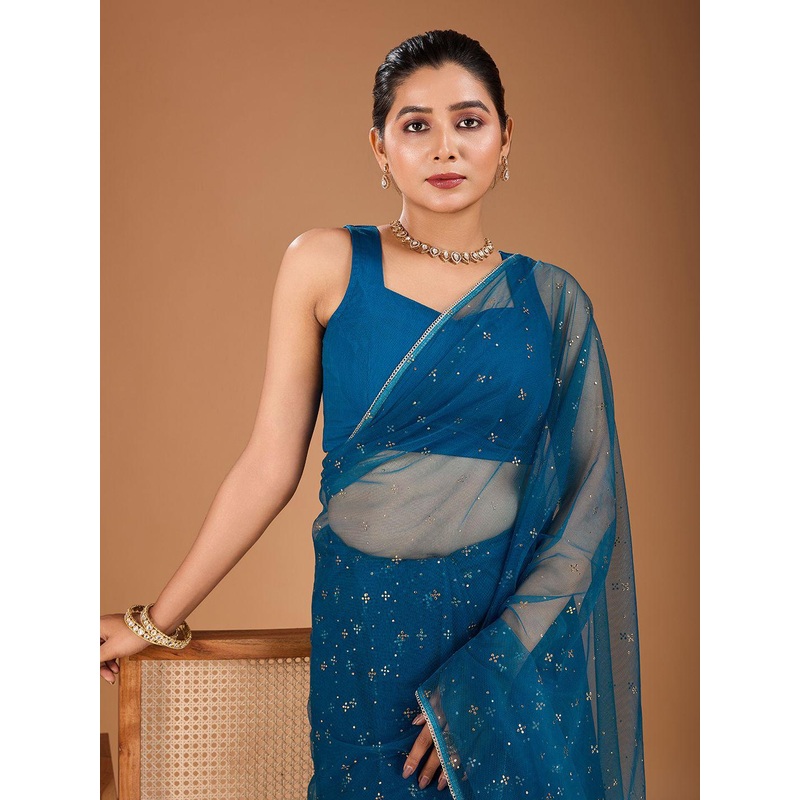House of Pataudi Mukaish Saree with Blouse Piece