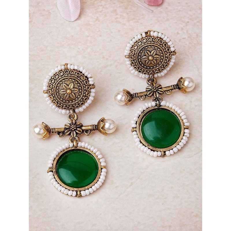 KARATCART Gold-Plated Contemporary Kundan Stone Drop Earrings