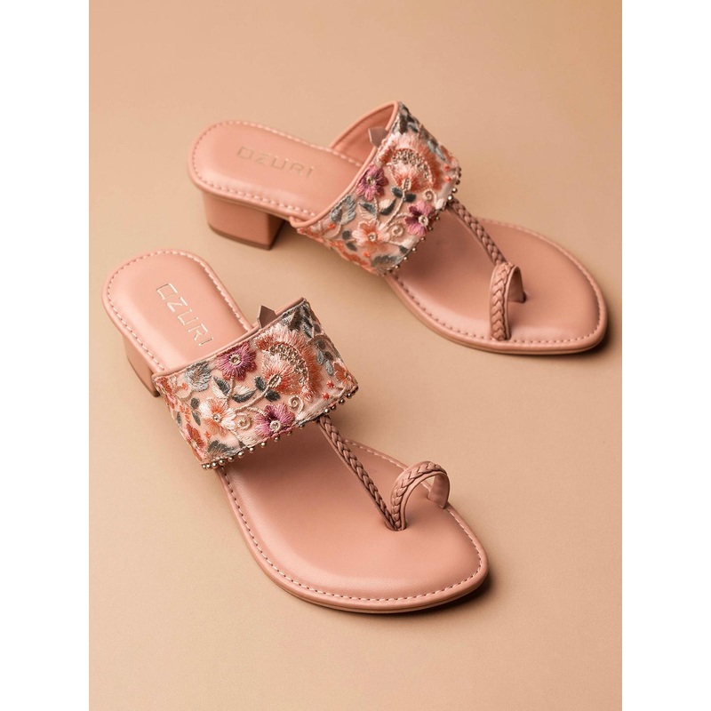 Ozuri Embellished Open Toe Block Heels