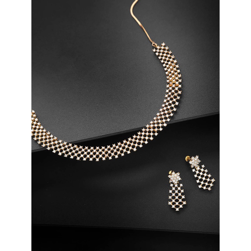 Priyaasi Gold-Plated Stone-Studded Handcrafted Jewellery Set