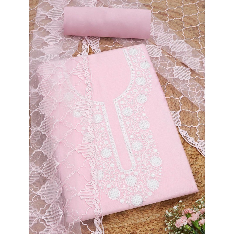 Soch Floral Embroidered Sequinned Chanderi Unstitched Dress Material