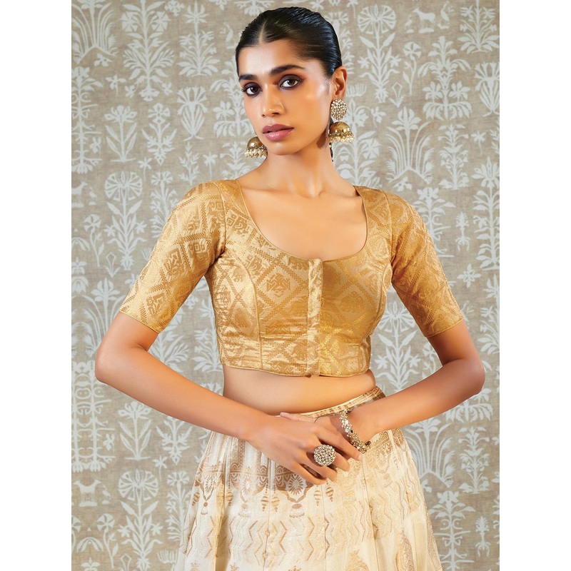 Soch Golden Woven Design Saree Blouse