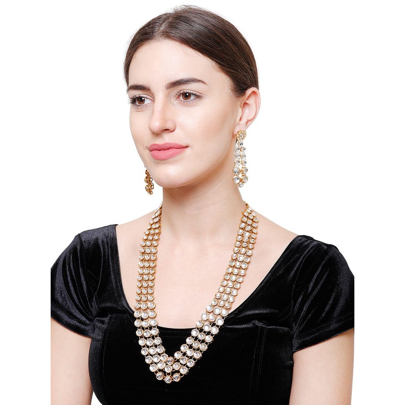 YouBella Gold-Plated Stone Studded Jewellery Set