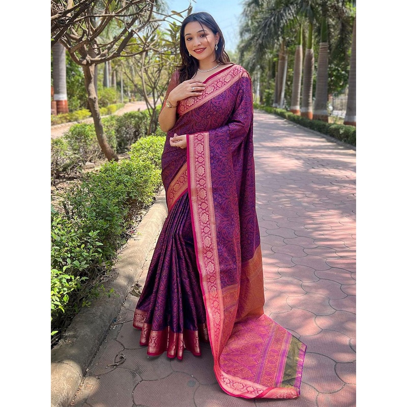 all about you Woven Design Handloom Kanjeevaram Saree