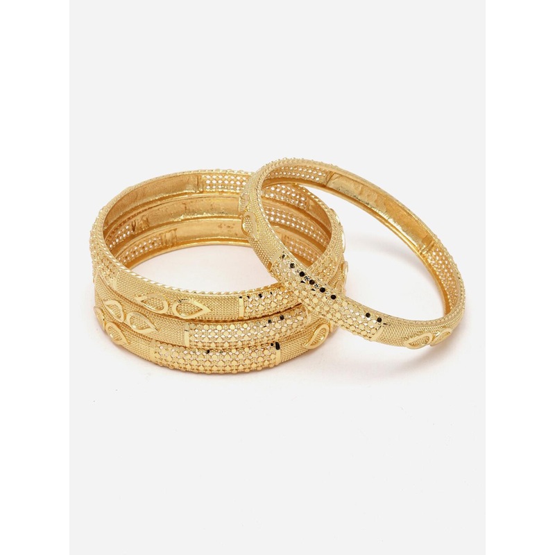 Anouk Set Of 4 Gold-Toned Gold-Plated Textured Bangles