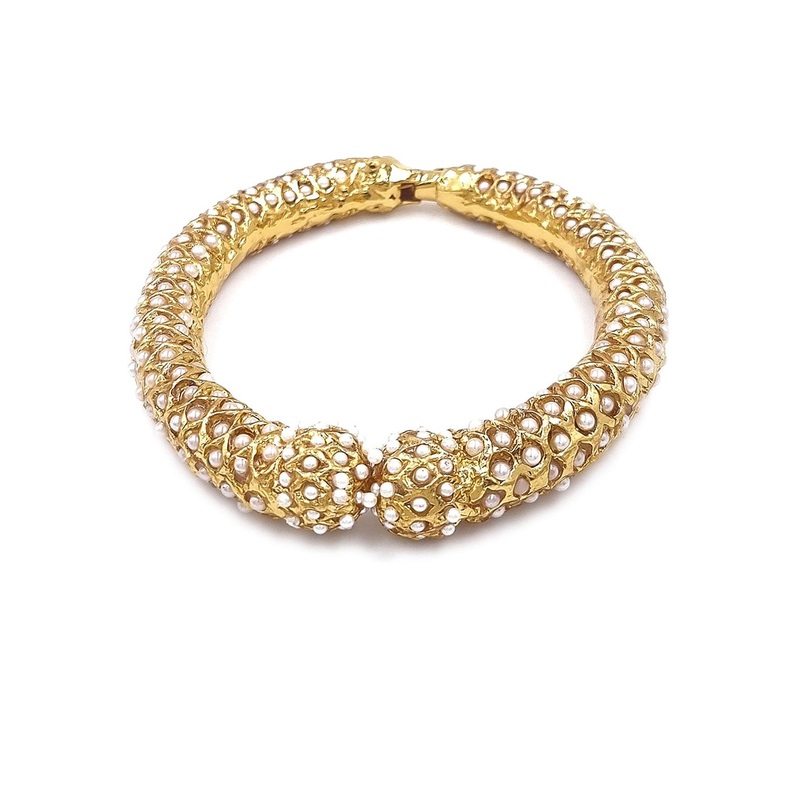 Anouk White Gold Plated Pearl Studded Ethnic Rajasthani Bangles