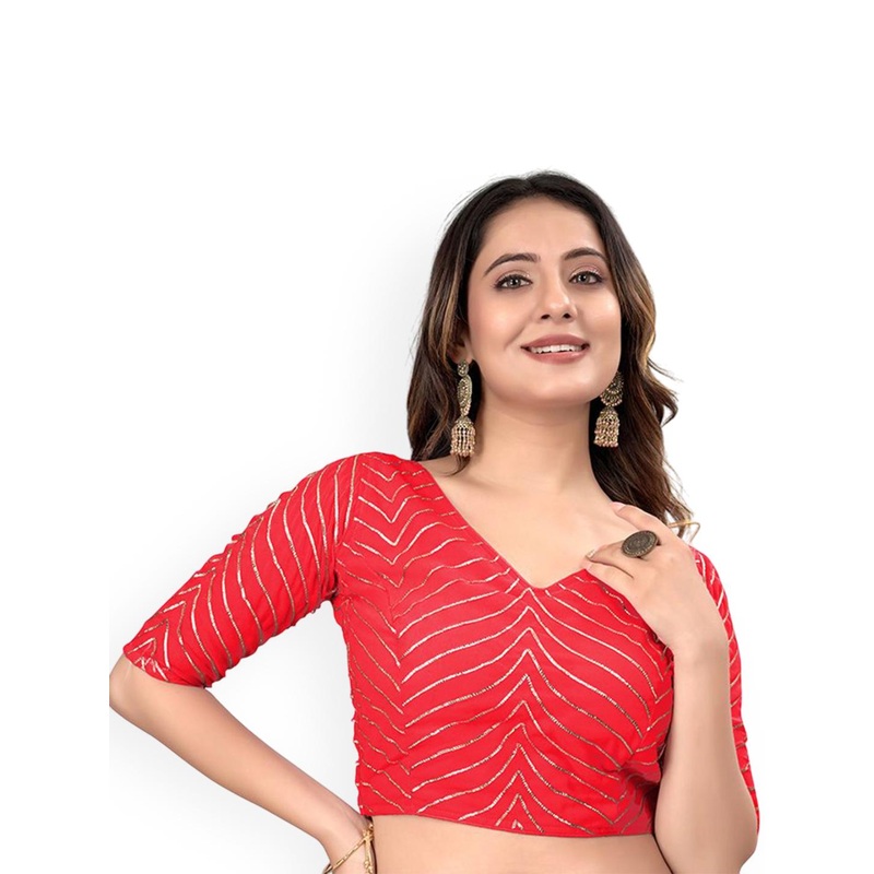 HERE&NOW Embroidered Radymade Saree Blouse