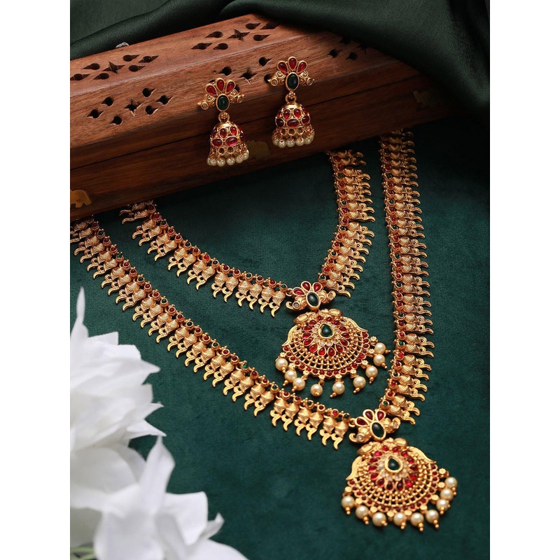 Jazz and Sizzle Set Of 2 Gold-Plated Stone-Studded & Beaded Jewellery Sets