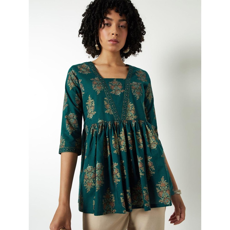 max Women Printed Long Sleeve Cotton Tunic