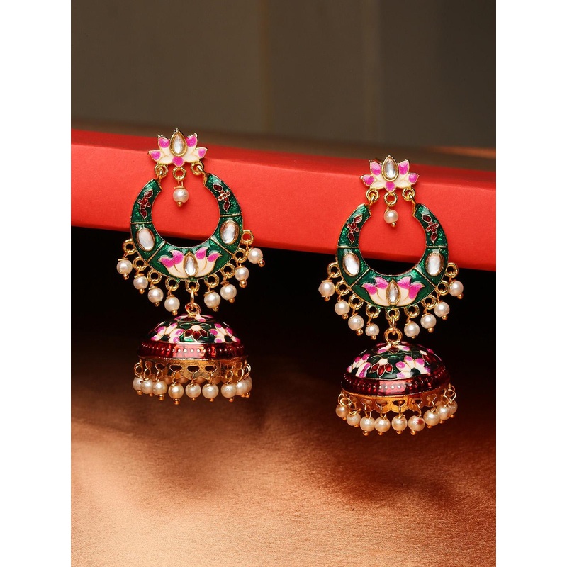 OOMPH Green Dome Shaped Jhumkas