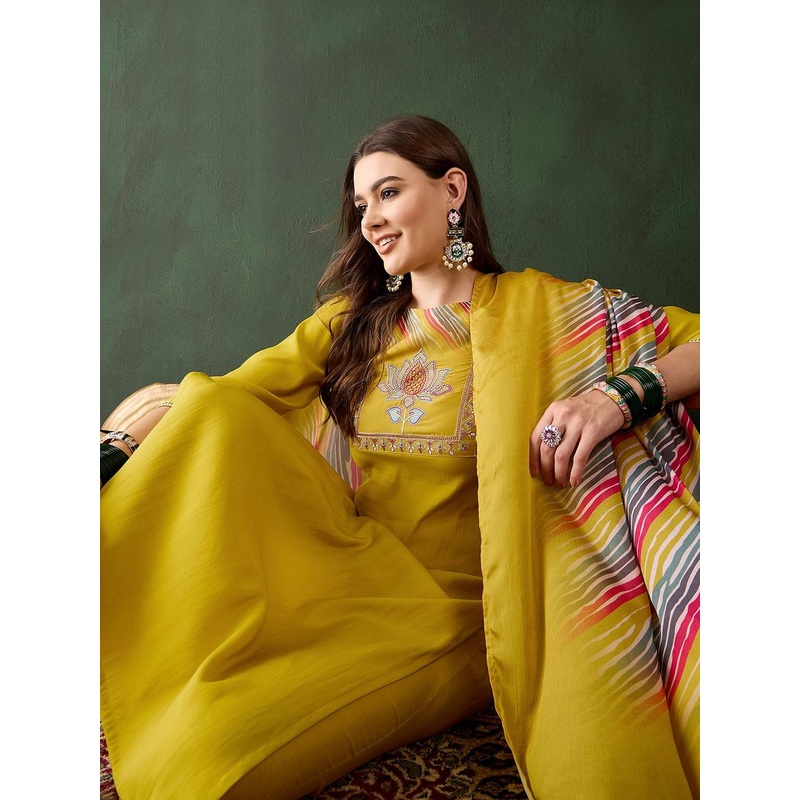 Sangria Women Yellow Kurta Sets