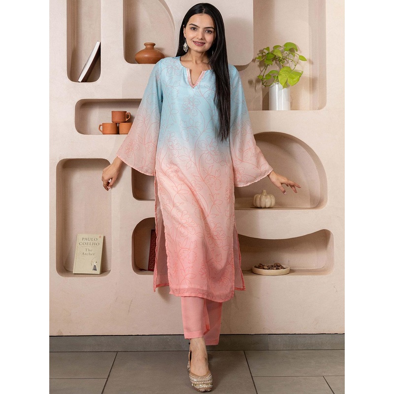 WEAVLLITE Ombre Dyed Sequinned Kurta With Palazzos