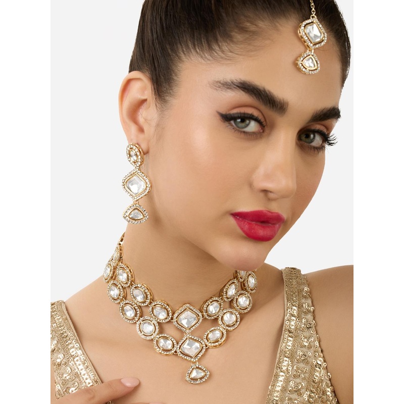 Zaveri Pearls Gold-Plated Stones-Studded Jewellery Set