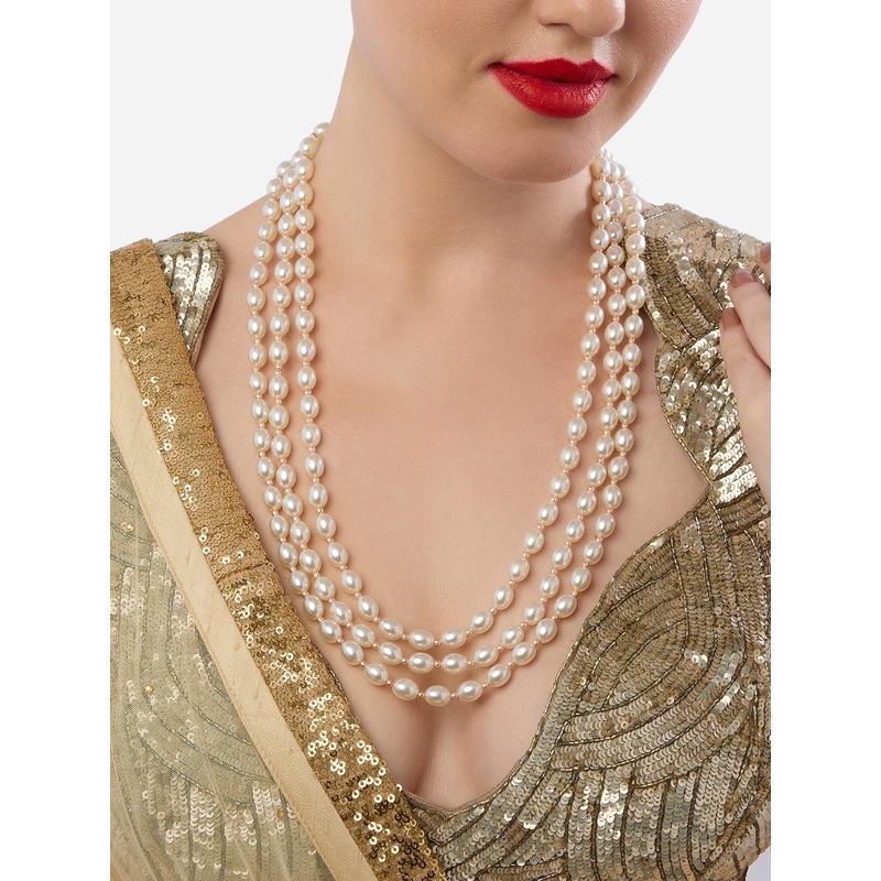 Zaveri Pearls Rose Gold-Plated Layered Necklace