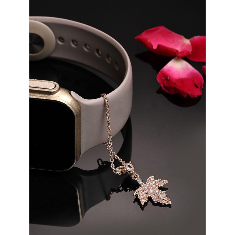 ZENEME Rose Gold-Plated Cubic Zirconia Studded Charm Bracelet