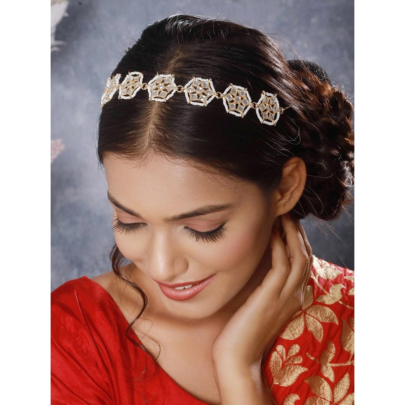 Anouk Gold-Plated Kundan-Studded & Pearl Beaded Matha Patti