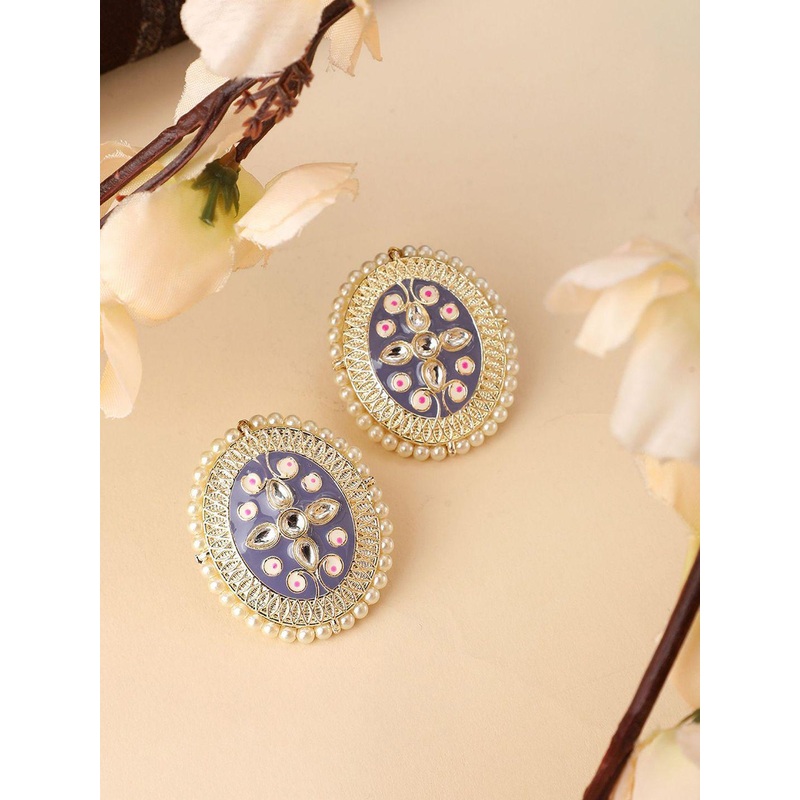 Anouk Gold Plated Oval Shaped Studs Earrings