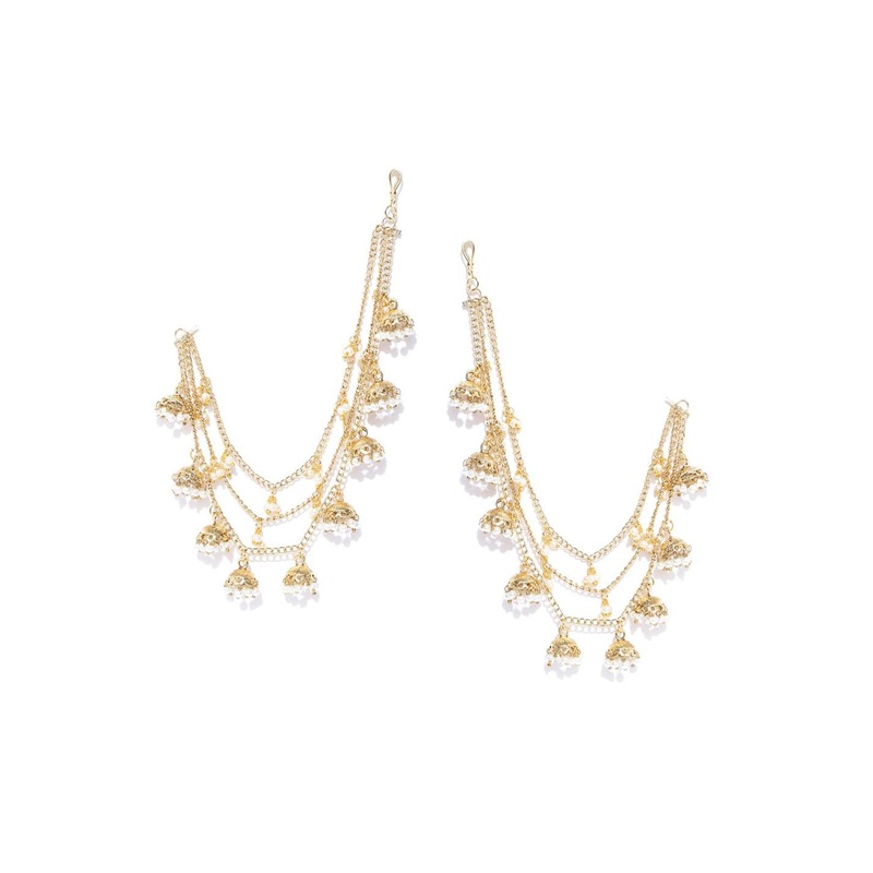 Anouk Gold-Toned & White Gold-Plated Contemporary Beaded Ear Chains