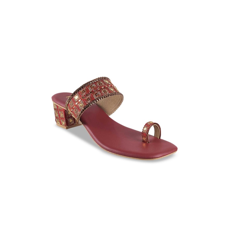 Metro Embellished Open Toe Block Heels