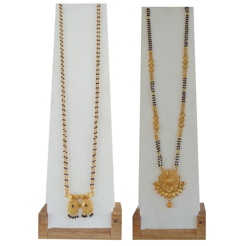 Ramdev Art Fashion Jwellery Set Of 2 Gold-Plated Artificial Stones and Beads Mangalsutra