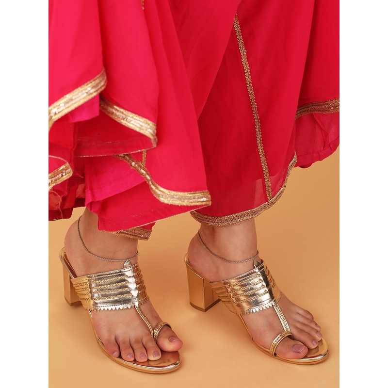 RUXBYPAYAL Women Woven Design Block Sandals