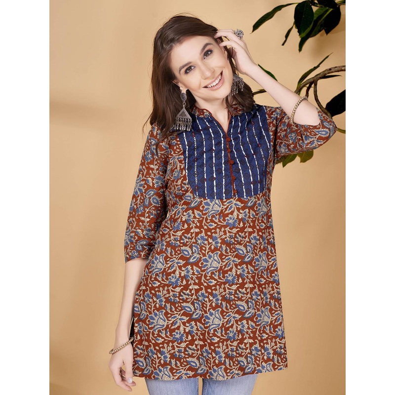 SZN Women Floral Printed Pure Cotton Kurti