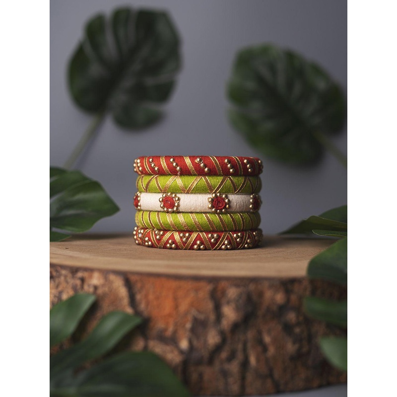 Taasha Craft Set Of 5 Beaded Bangles