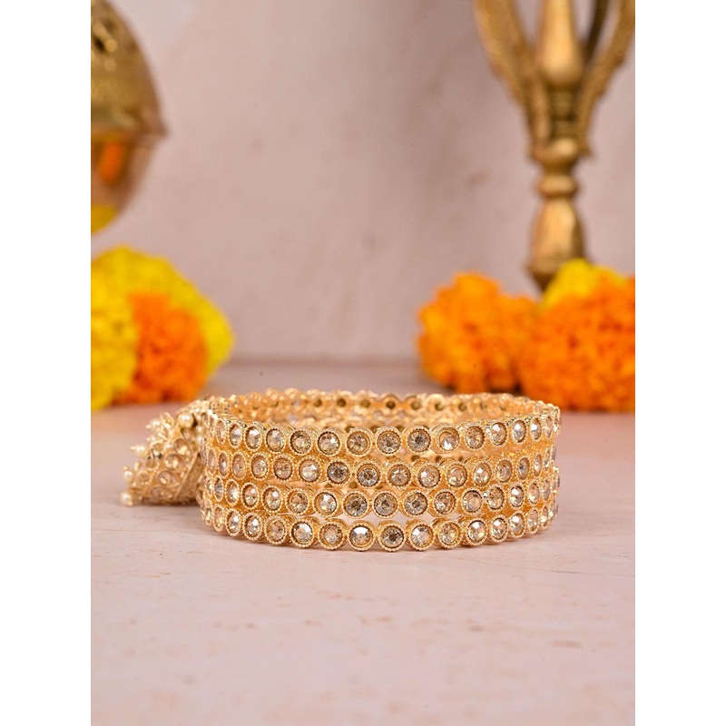 Wedding Chuda by Hitesh Bangles Set Of 4 Stones-Studded & Beaded Bangles