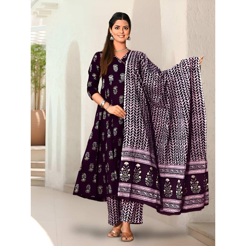 Anouk Rustic Women Ethnic Motifs Printed Empire Kurta with Palazzos & Dupatta
