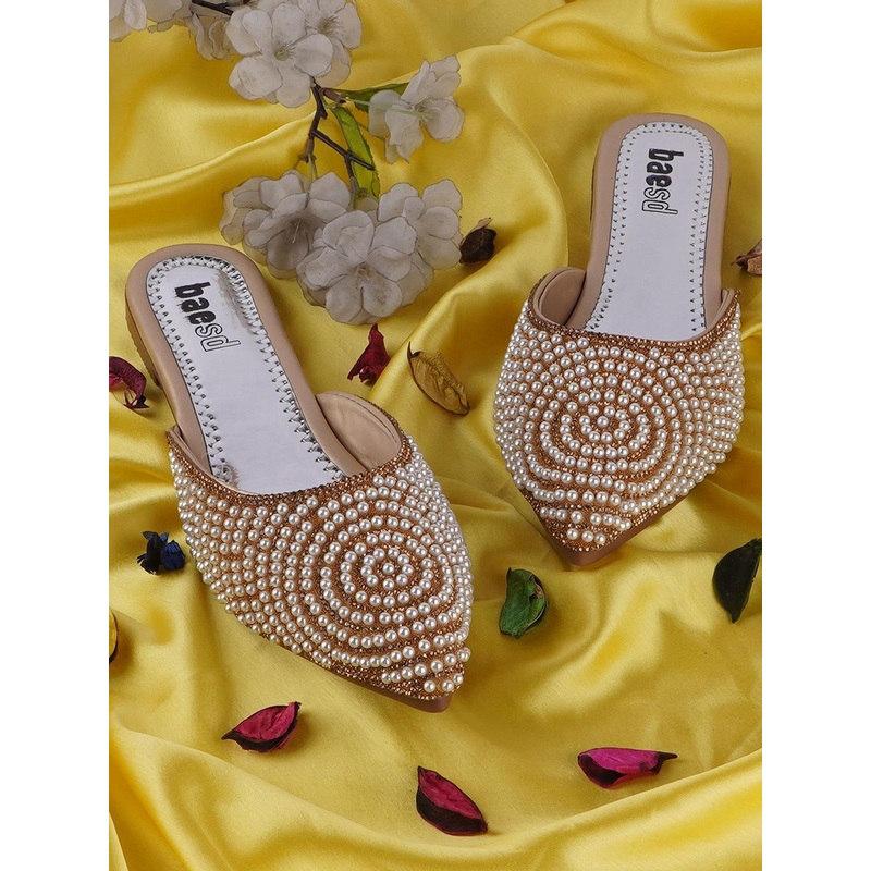 BAESD Women Embellished Ethnic Mules Flats
