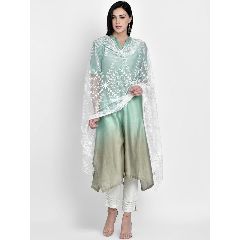 Dupatta Bazaar White Embroidered Dupatta
