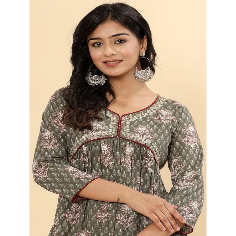 HERE&NOW Women Floral Printed Anarkali Kurta