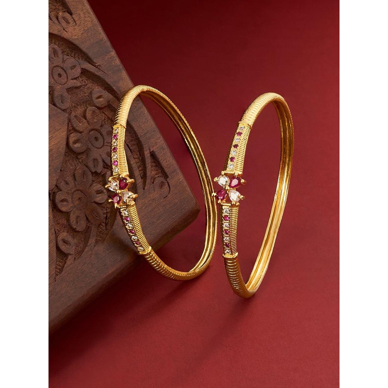 TEEJH Women 2 Gold-Plated Bangle-Style Bracelet