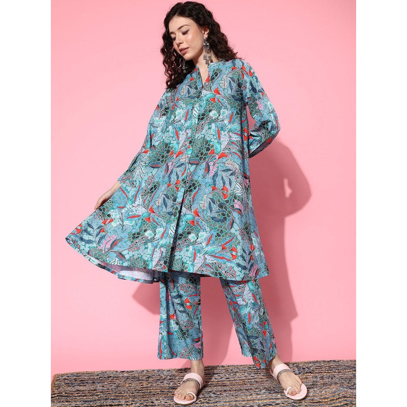 Varanga Abstract Printed A-Line Kurta With Trouser