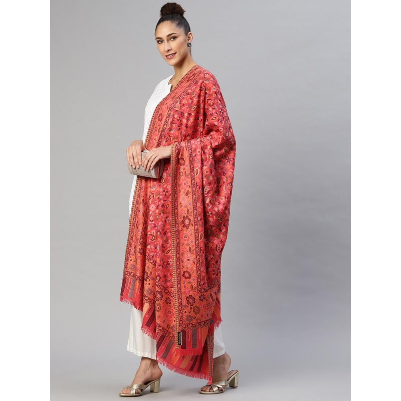 WEAVERS VILLA Women Kani Woven Ethnic Motifs Kalamkari Winter Shawl