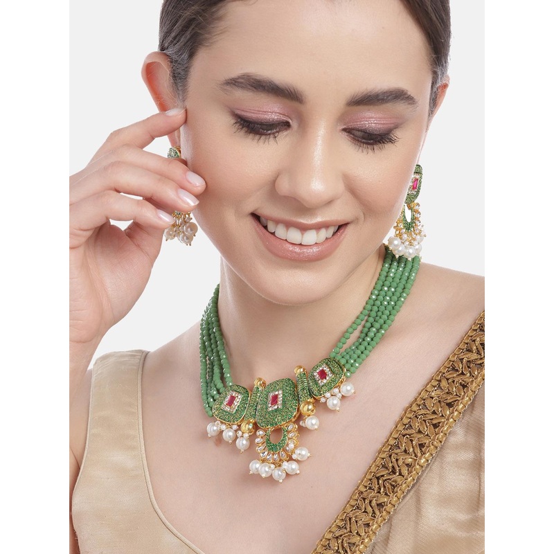 Anouk Gold-Plated American Diamond Jewellery Set